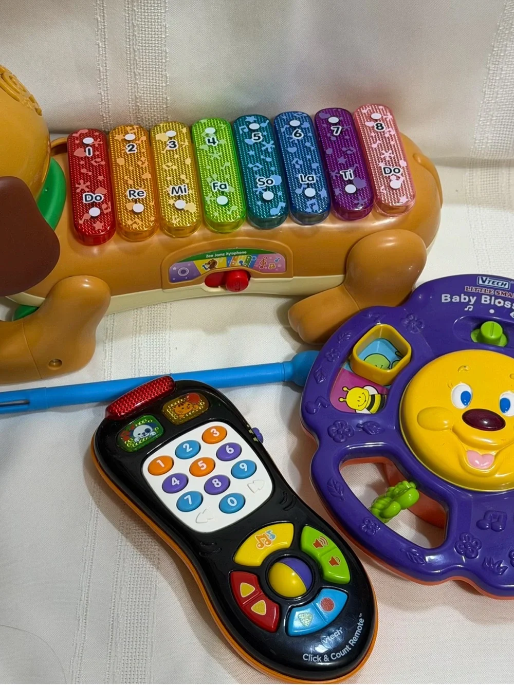 7 Pc Lot VTech Electronic Toys Guitar Ball Magic Mirror Flashlight Xylophone